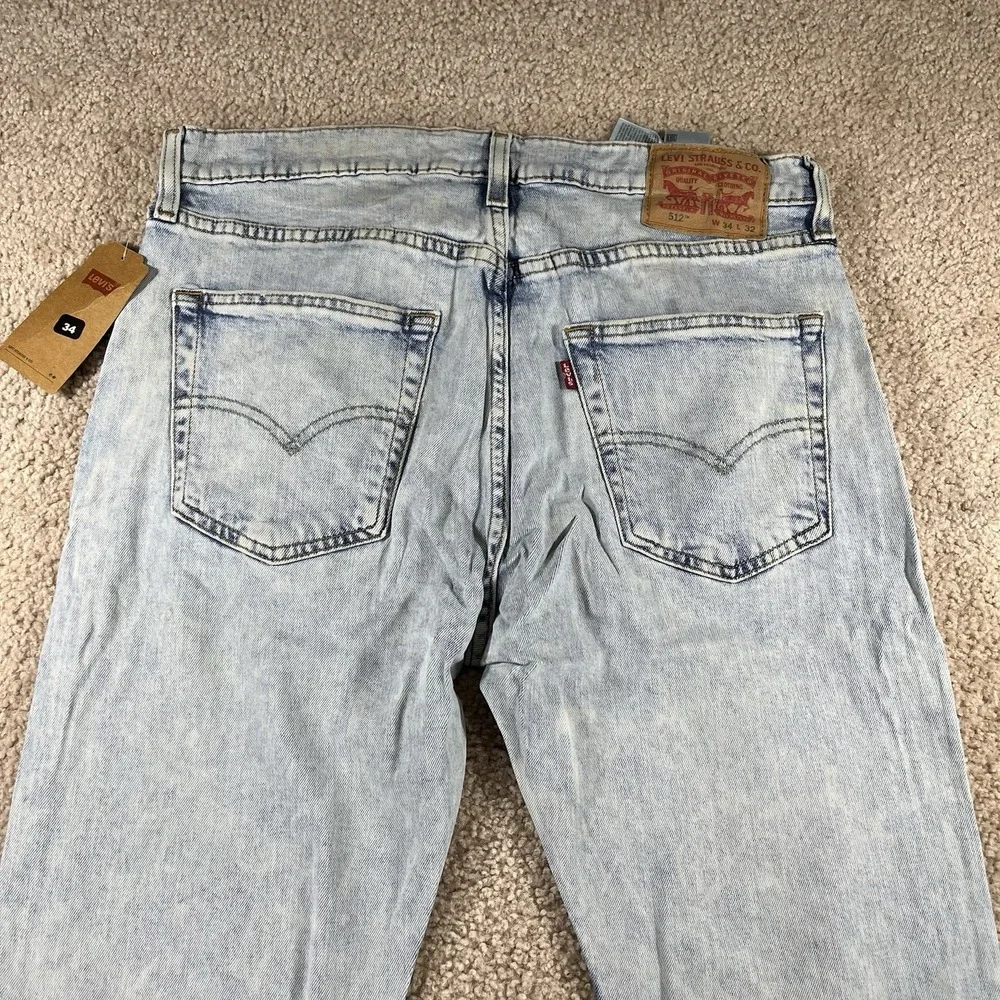 Levis‎ 512 Slim Taper Jeans Mens 34x32 FIT 34x31 ACID Wash DISTRESSED VTG NWT